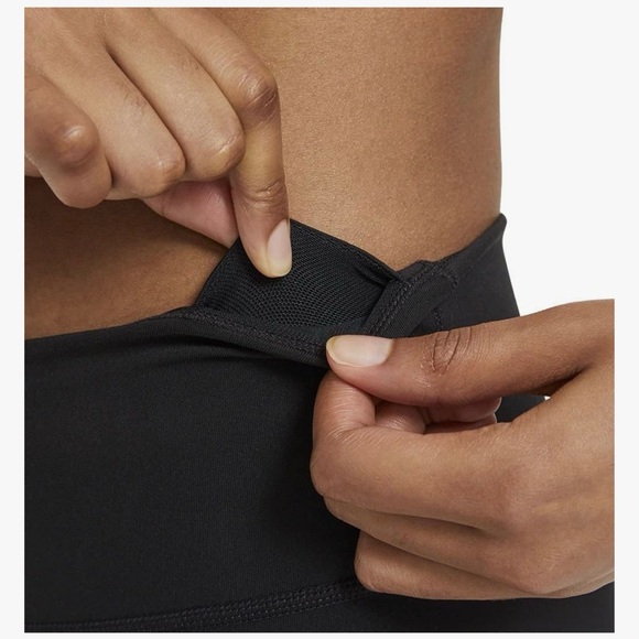 Nike Black Cropped Performance Leggings with White Swoosh - Picture 3 of 5